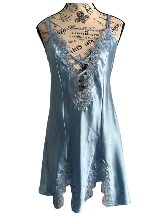 La Vie En Rose Other - Y2K La Vie en Rose satin slip dress blue lace lingerie fairy core Medium Corset